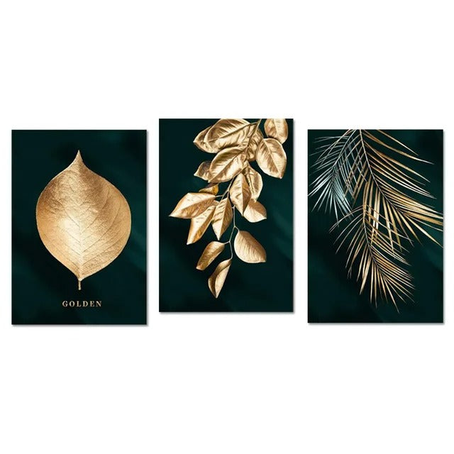 Goldenes Blatt Wandkunst Minimalistische Nordische Tropische Pflanzen Fein Kunst Leinwanddrucke Bilder Für Wohnzimmer Esszimmer Kunst Dekor