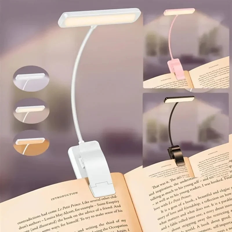 Brehn | Leselampe FlexiRead | USB Wiederaufladbar | 3 Lichtfarben & Dimmbar | Clip & Flexarm