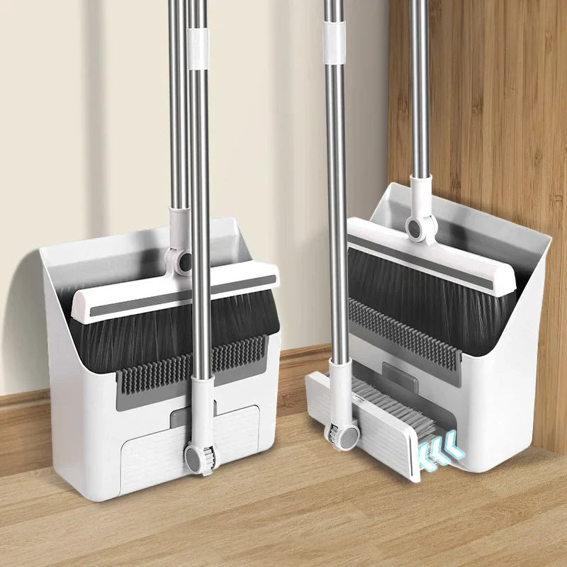 Brehn | Cleanuvo 3-in-1 Besen Set | Besen mit Bodenbürste & Stehaufflächen | Extra langer Griff & haarabweisend | Haushaltsreinigungsset
