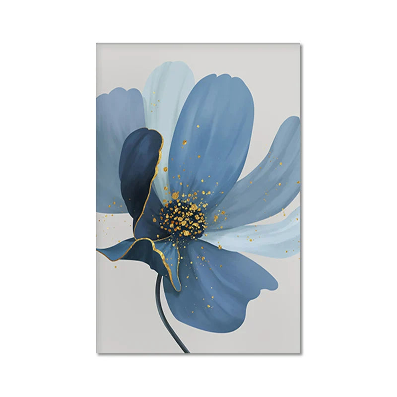 Big Blue Petal Florale Wandkunst Fine Art Leinwanddrucke Moderne Botanische Abstrakte Bilder Für Wohnzimmer Schlafzimmer Esszimmer Kunstdekor | Brehn