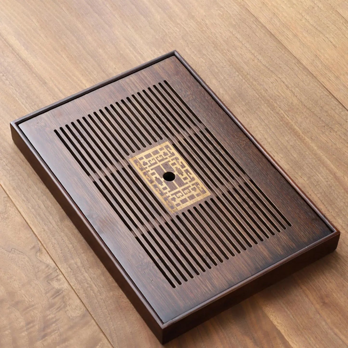 Brehn | Chinese Tea Tray with Water Storage Box Durable Simple Drainage Type Plate Tea Serving Tray for Teahouse Home Household Office