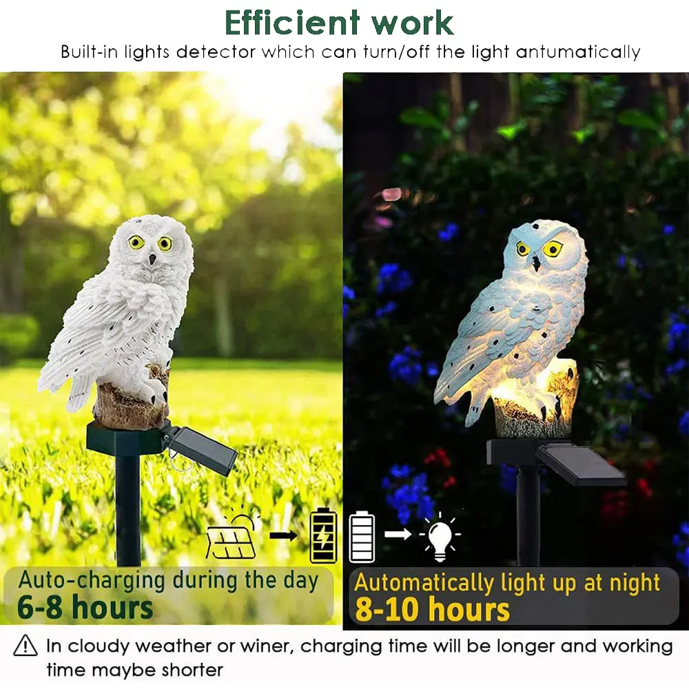 Umweltfreundliche Solar-Eule Gartenlampen (2er-Pack)