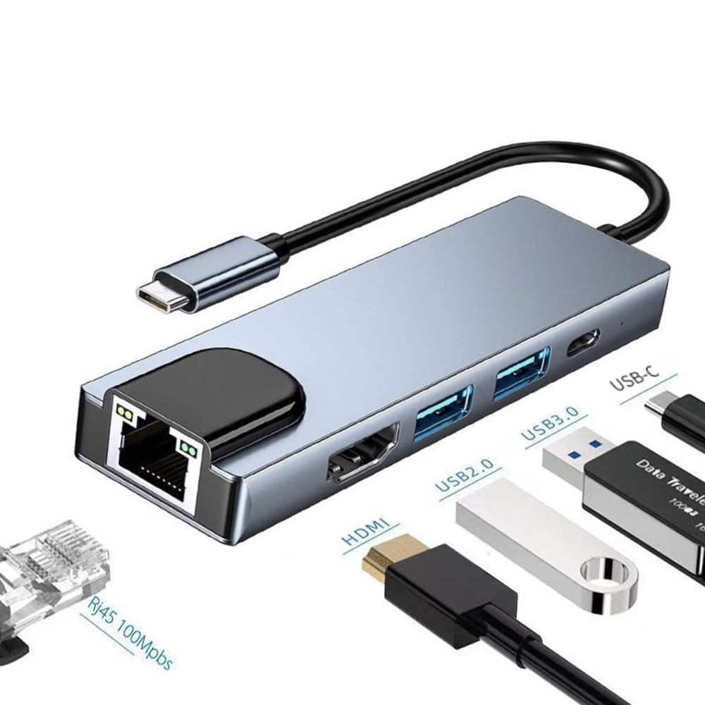 Brehn | Thunderbolt 3 USB-C Hub mit HDMI, PD, SD/TF für MacBook Air M1 und iPad Pro