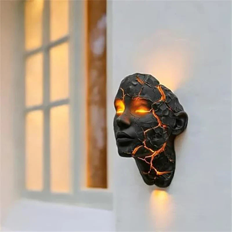 Vulkanische Gesichts Lava Riss Wandkunst Lampe | Brehn