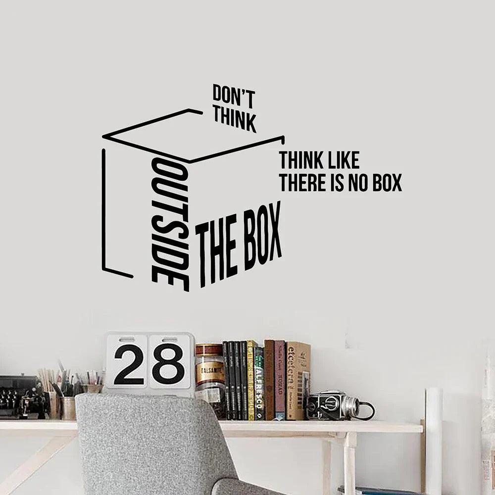 Alternative Denke außerhalb der Box Wandtattoo Motivationszitat für Büro Idee Wandaufkleber abnehmbares Wandbild für inspirierendes kreatives Denken | Brehn