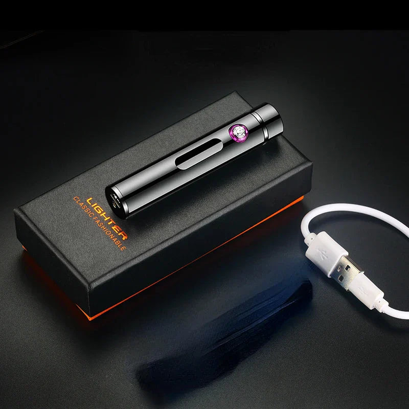 Brehn | Voltrino Zylinder USB-Feuerzeug | Doppelbogen-Technologie | Wiederaufladbar & winddicht | Edelmetallgehäuse für Männer