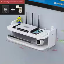 Brehn | SkyConnect Home | WLAN-Router Wandregal | Versteckter Kabel-Organizer & Steckdosenhalter | Schwebendes Regal für TV-Box & Mehr | Weiß | 40×12×8 cm