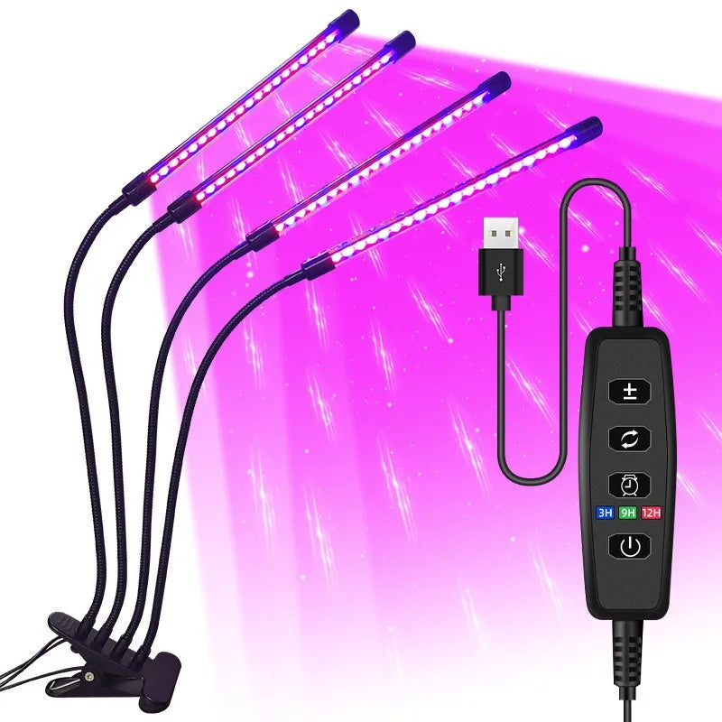 LumiPlant LED-Pflanzenlampe | USB-Pflanzenlampe | 1–4 Leuchtenköpfe | Dimmbar mit Timer