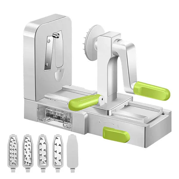 Brehn | SpiraChef Gemüsespiralschneider | 5-in-1 Spiralschneider & Hobel | Mit Saugfuß & Klappdesign | Für Zoodles, Gemüse & Obst