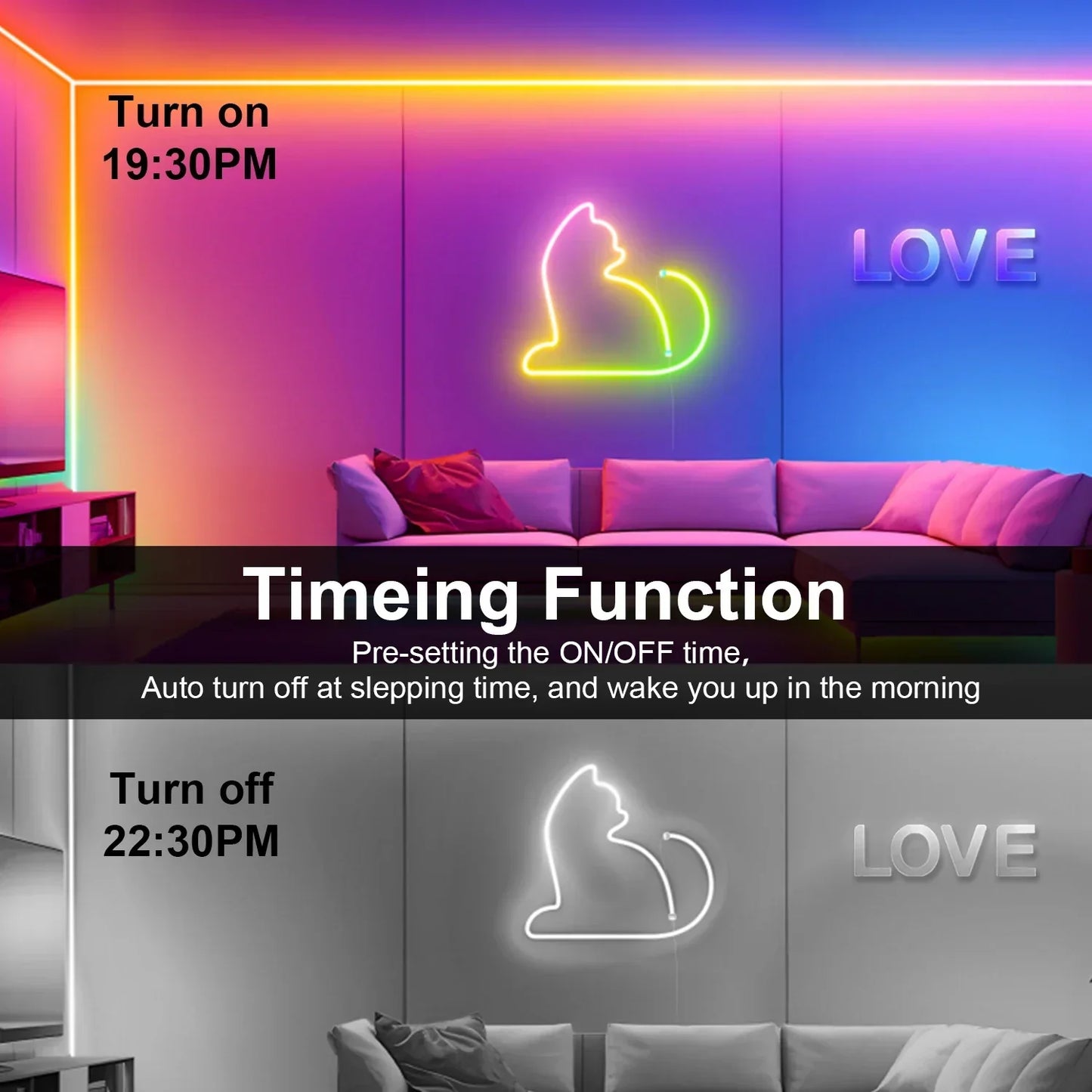 LED RGB-Band - Neon-Ambiente - Musik-Synchronisation - USB - TV- und Schlafzimmerdekoration | Brehn