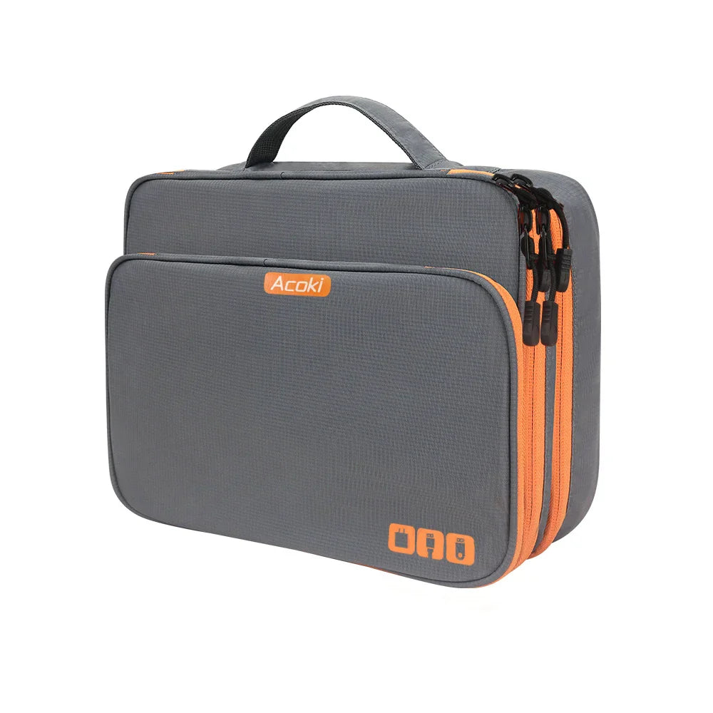 Brehn | Elektronik Organizer TECHNIVO LayerPro | 3-Schichten Kabeltasche | Wasserdicht & Großes Volumen | Für iPad, Ladegeräte & Zubehör