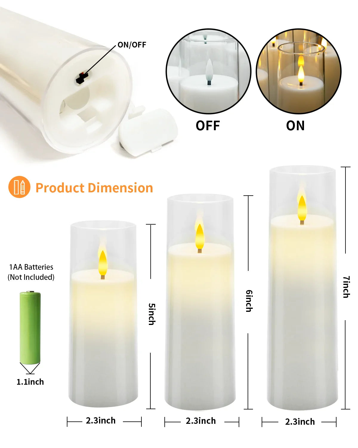 Flammenlose Acrylkerze 9-Teile-Set Brehn