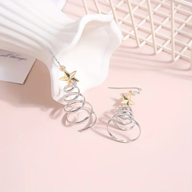 Brehn | Spiral Weihnachtsbaum Dangle Ohrringe
