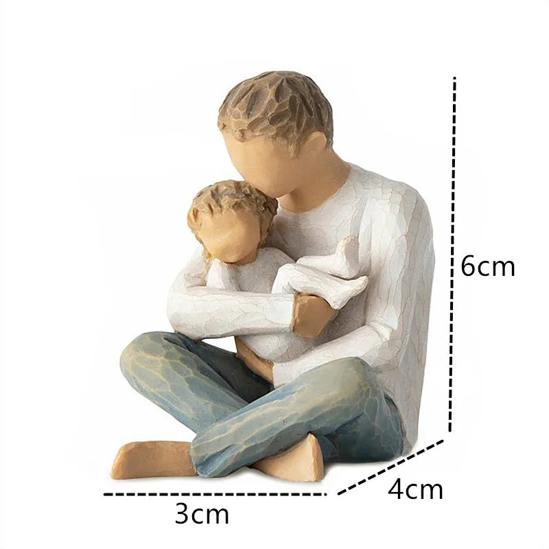 Brehn | Statuette aus Kunstharz, Menschen, Familienfiguren, Skulptur, Figuren für Heimdekoration, Tischdekoration, Wohnzimmer, Engel, Umarmung, Hund, Vater, Kind