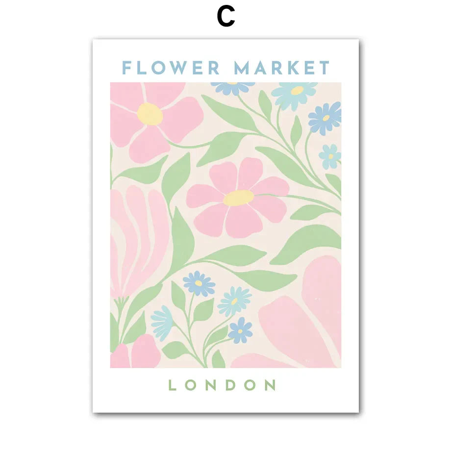 Pink Lavendel Gänseblümchen Blumenmarkt Poster Wandkunst Feine Kunst Leinwanddrucke Pastell Blumenbilder Für Wohnzimmer Schlafzimmer Kunst Dekor | Brehn