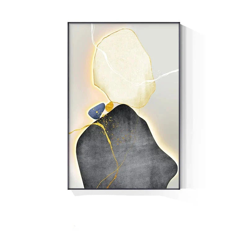 Moderne abstrakte nordische Zen-Kiesel Wandkunst feine Kunstdrucke auf Leinwand neutrale Töne geomorphes Design Bilder für zeitgenössische Innenräume | Brehn