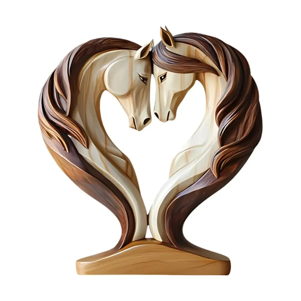 Brehn | Equora Horse Sculpture | Horse Sculpture Wood | 2D Design in Embrace Pose | Decoration for Living Room, Office & Children's Room