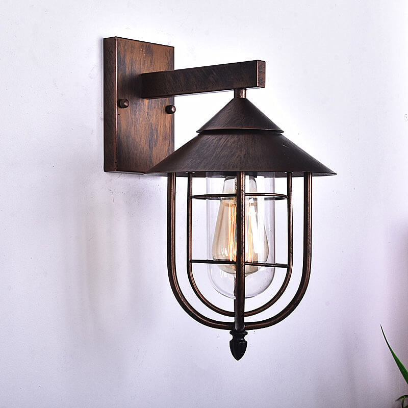 Vintage Industrielle Eisen Laterne Innen Außen 1-Licht Wand Sconce Lampe | Brehn