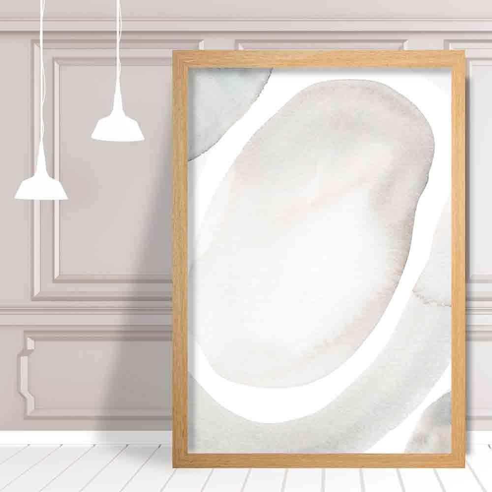 Kunstdruck mit beigen und grauen Aquarellformen 03