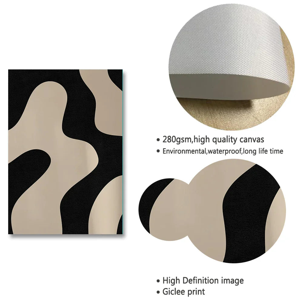 Moderne abstrakte formschöne schwarze minimalistische Wandkunst Fine Art Leinwanddrucke Bilder für moderne Wohnung Wohnzimmer Esszimmer Kunst Dekor | Brehn