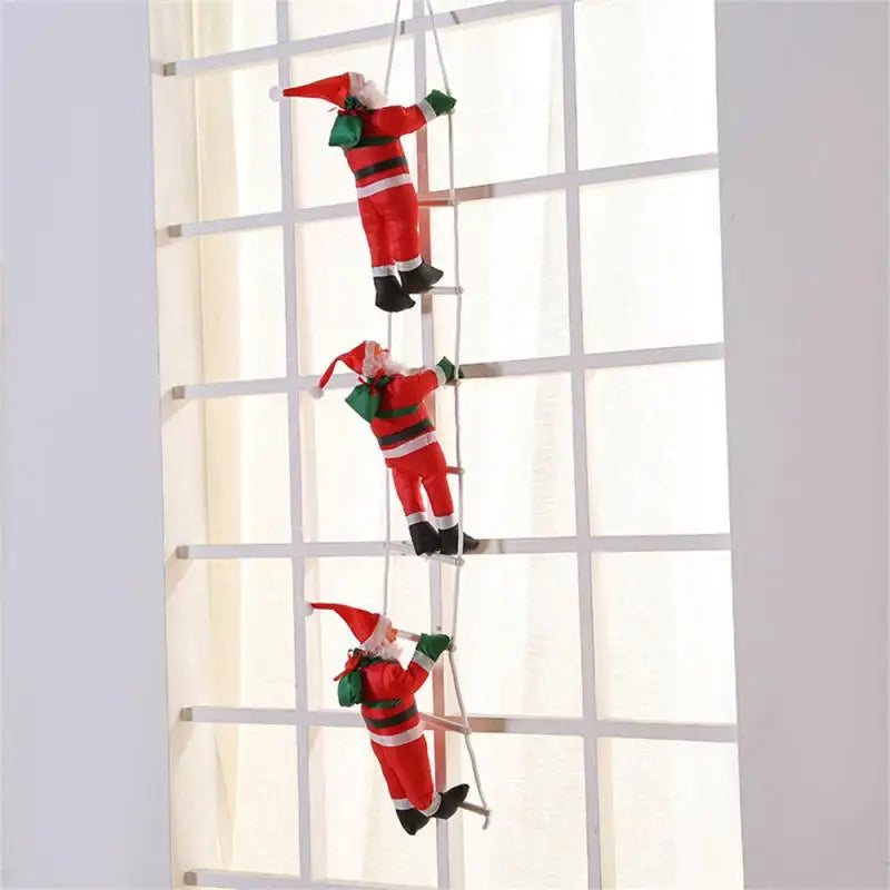 Kletternde Weihnachtsmann Dekofigur zum Aufhängen – Festliche Fensterdeko für Weihnachten, Hängende Weihnachtsdeko für Wohnzimmer und Fenster | Brehn