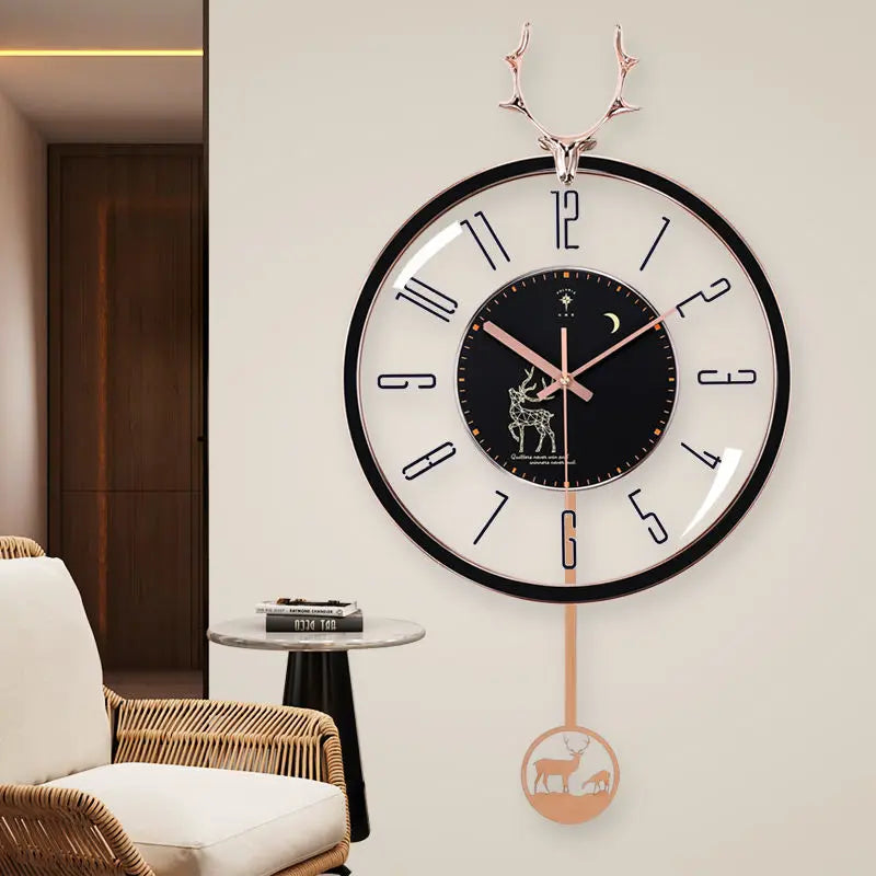 Luxuriöse stille Wanduhr – Modernes Design mit großem Zifferblatt für Wohnzimmer | Brehn