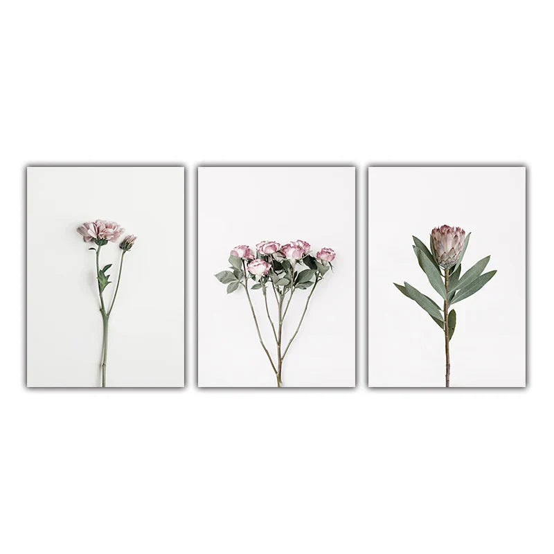 Minimalistische Pinke Florale Botanische Wandkunst Feine Kunstleinwanddrucke Posten Elegante Bilder Für Nordic Wohnzimmer Esszimmer Schlafzimmer Kunst Dekor | Brehn