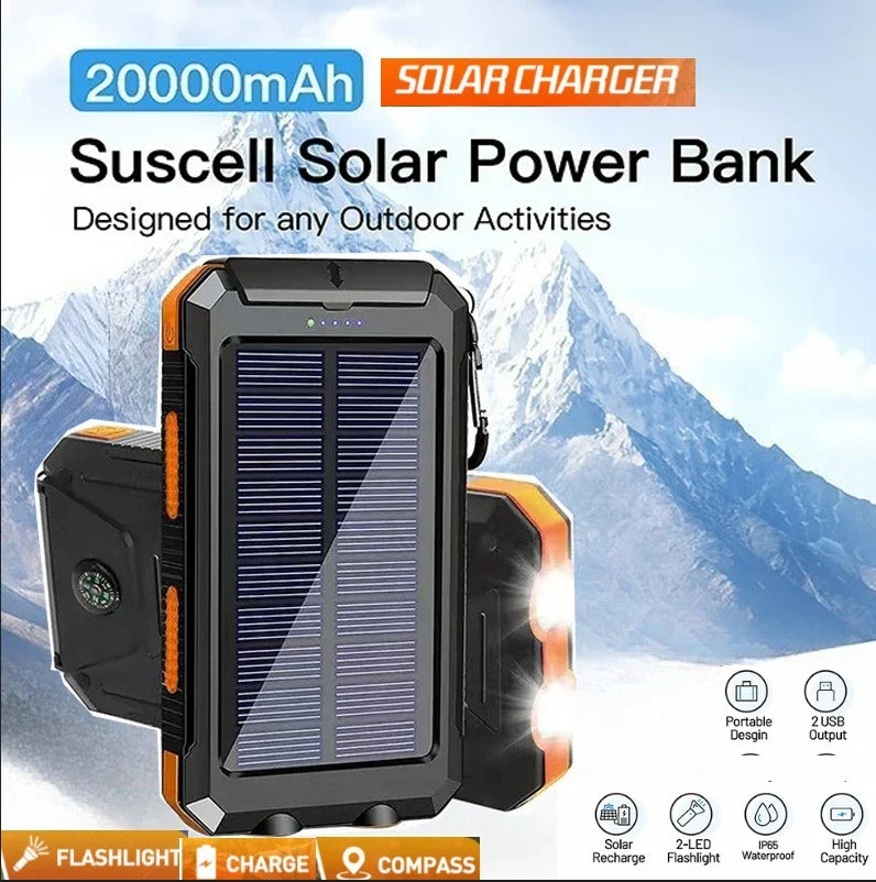Brehn | 20000 mAh Solar-Ladegerät Wasserdicht Power Bank Extern