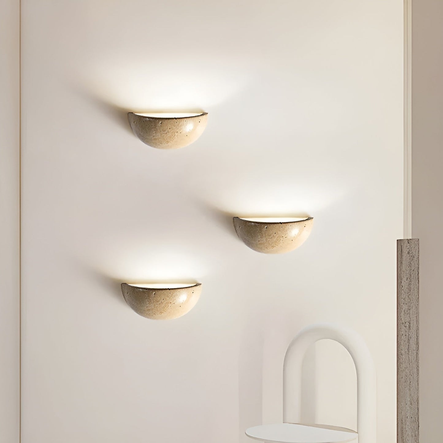 Halb-Runde LED Wabi-Sabi Wandlampe - ZenGlow | Brehn