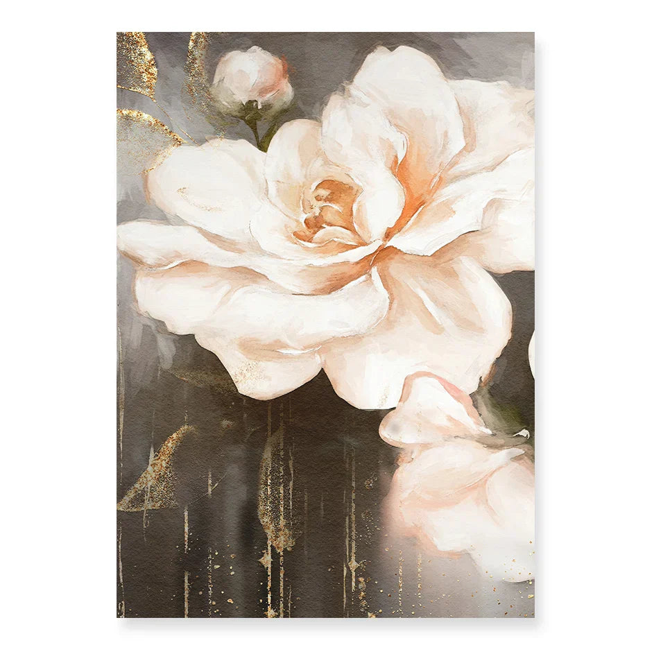 Rosa Beige Blüten Große Florale Wandkunst Feine Kunst Leinwanddrucke Elegante Abstrakte Botanische Bilder Für Wohnzimmer Schlafzimmer Kunst Dekor | Brehn