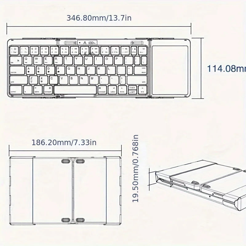 Brehn | Faltbare RGB Drahtlose Eingebautes Touchpad Hintergrundbeleuchtete Reise Tastatur