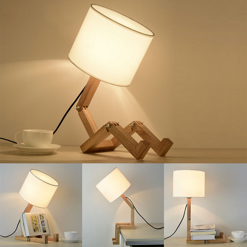 Thinker Holzroboter Moderne Nachttischlampe | Brehn