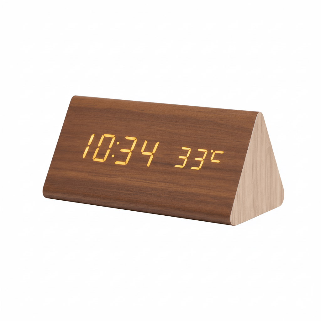 Sprachgesteuertes LED Holz Uhr | Brehn