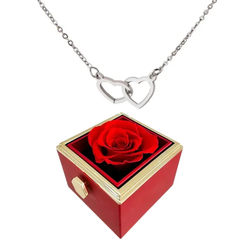 Brehn | Herz Necklace mit drehbarer Rosen Geschenkbox