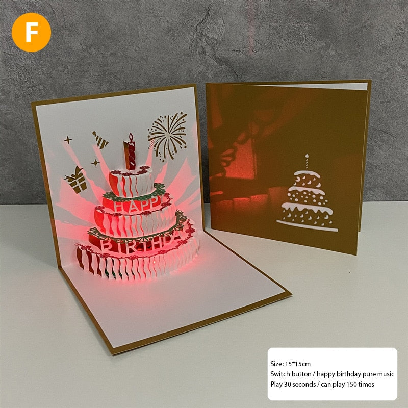 VIvolux | 3D Geburtstagsmusik Glückliche Kuchen Karten