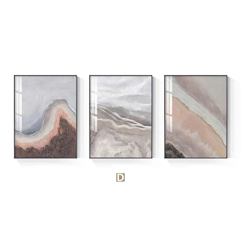 Neutrale Farbtöne Rosa Abstrakte Ozean Küstenlinie Wandkunst Feine Kunst Leinwanddrucke Minimalistische Bilder für Wohnraum Schlafzimmer Kunst Dekoration | Brehn
