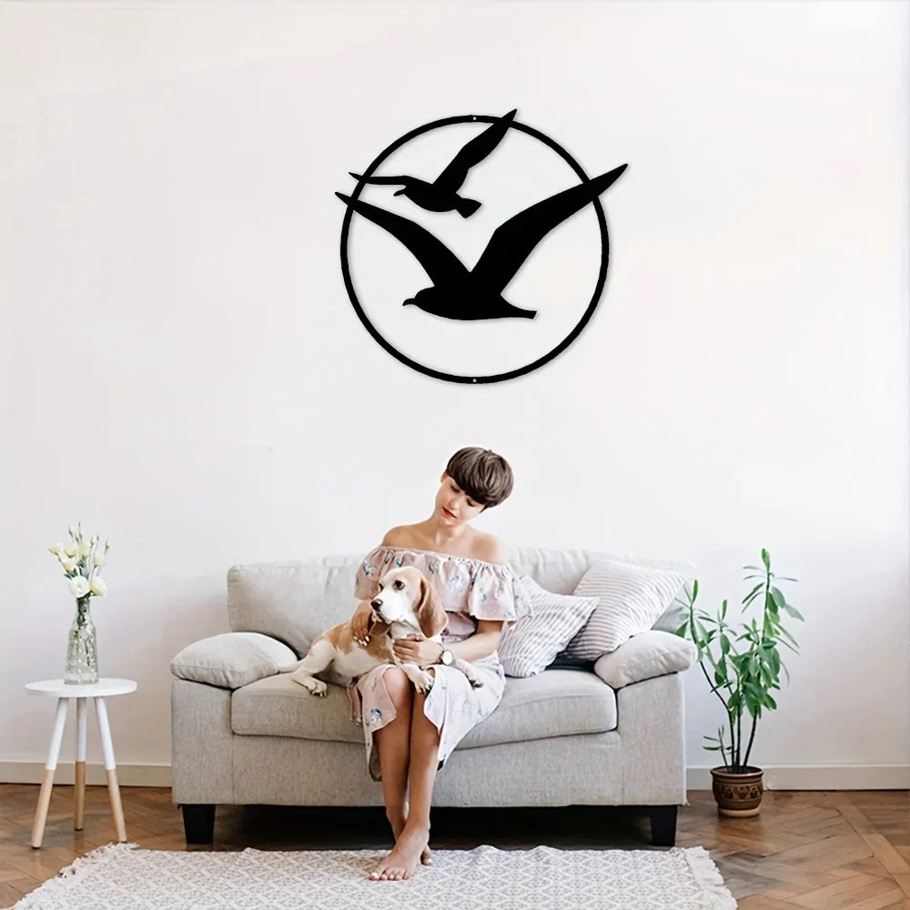 Seaside Seagulls Eisen Kunst Wandkunst 3D Metall Skulpturen Vögel Wanddekoration Für Wohnzimmer Esszimmer Kreative Zeitgenössische Nordische Hausdekoration | Brehn
