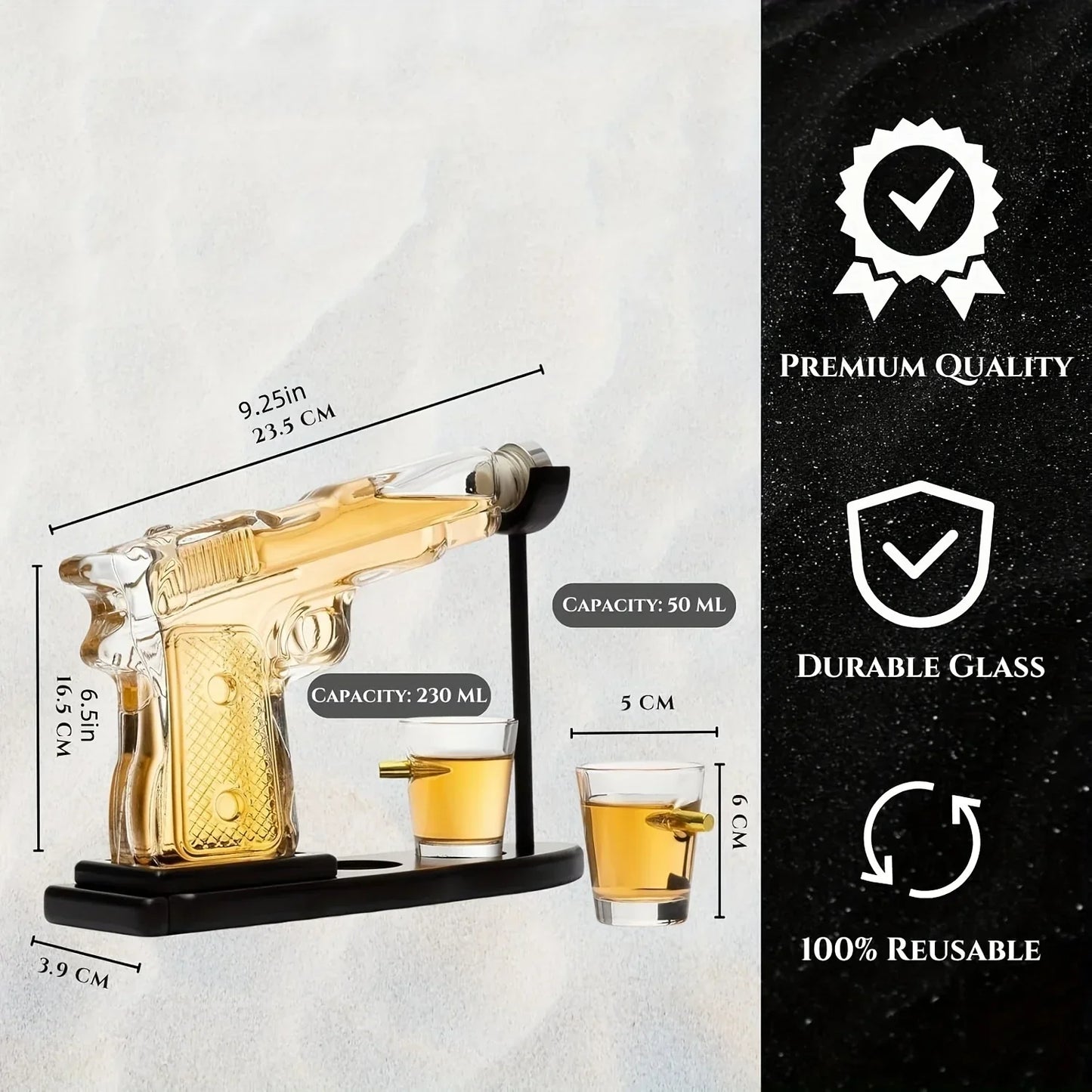 Brehn | Waffengeformtes Bullet-Glas-Dekanter-Set