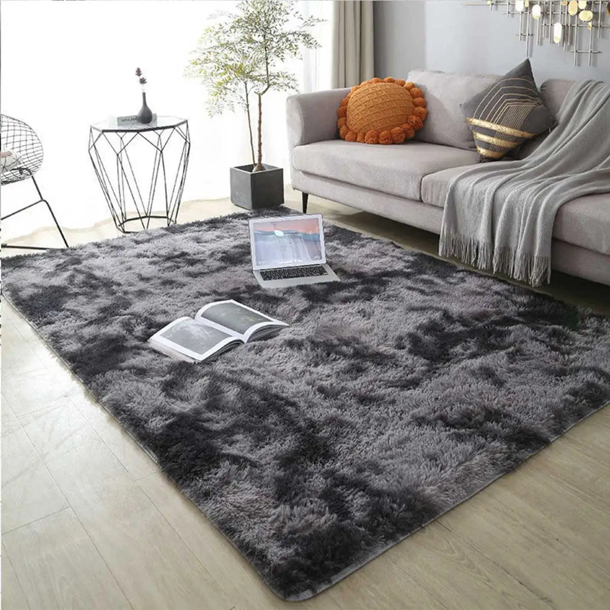 Flauschiger, ultraweicher, rutschfester Teppich mit Memory-Schaum-Kissen