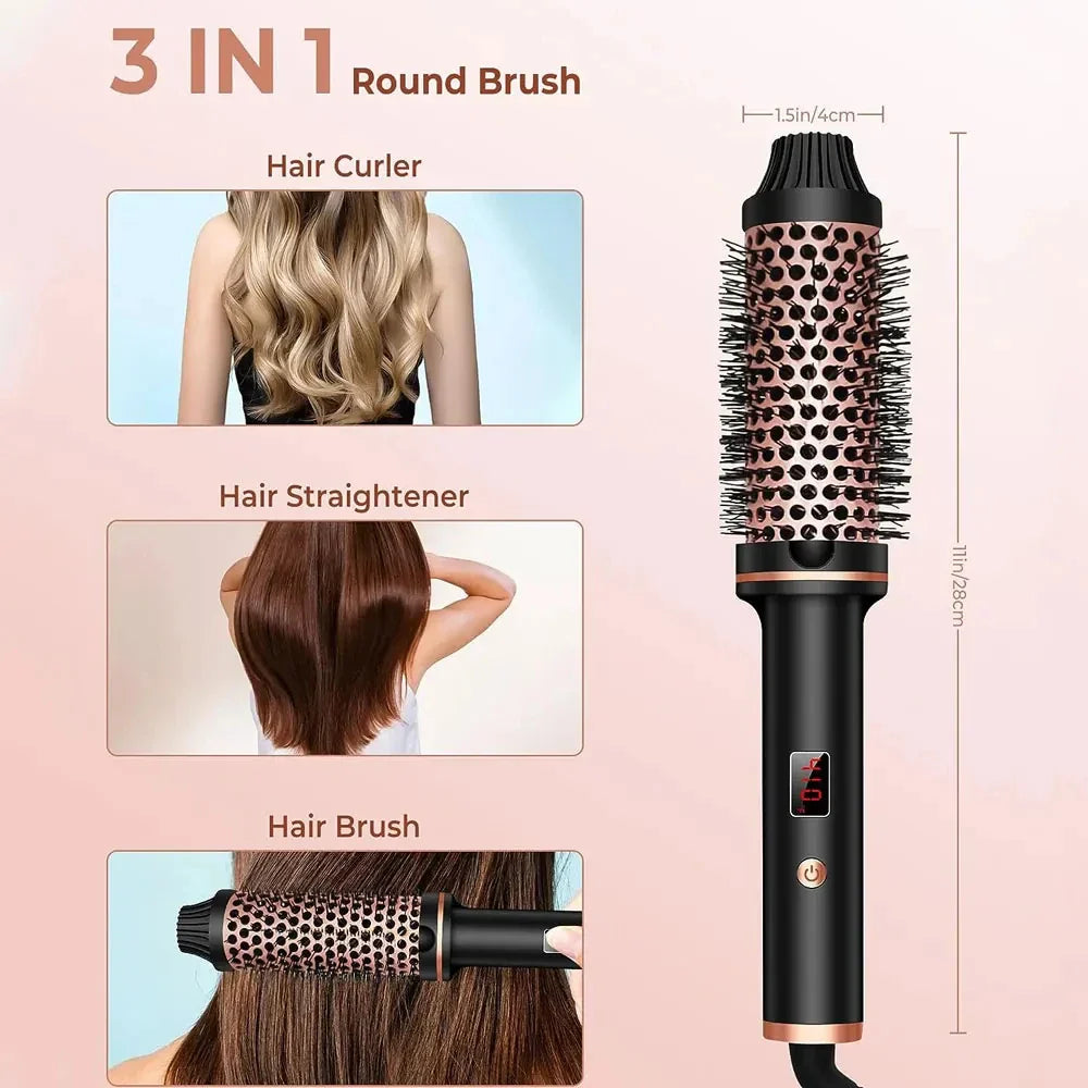 Brehn | Stylique 3-in-1 Ionen-Haarglätter & Lockenstab | Glätten, Wellen, Volumen | Anti-Verbrühungs-Bürste