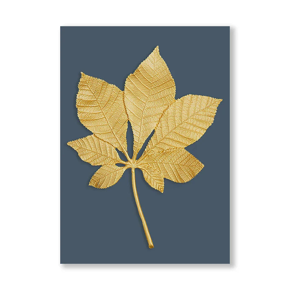 Blaue Minimalistische Goldene Abstrakte Florale Wandkunst Feine Kunst Leinwanddrucke Bilder Für Luxuriöses Wohnzimmer Esszimmer Home Office Kunst Dekor | Brehn