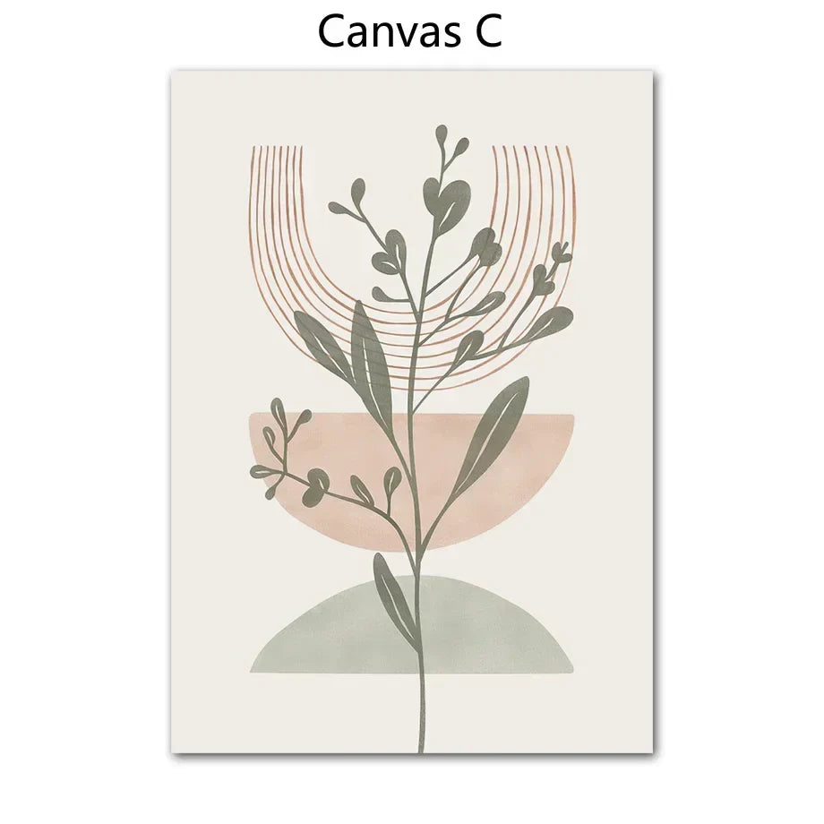 Einfache nordische abstrakte botanische Wandkunst feine Kunst Leinwanddrucke Bilder für neutralfarbene Wohnzimmer Schlafzimmer Kunst für moderne Apartmentdekoration | Brehn
