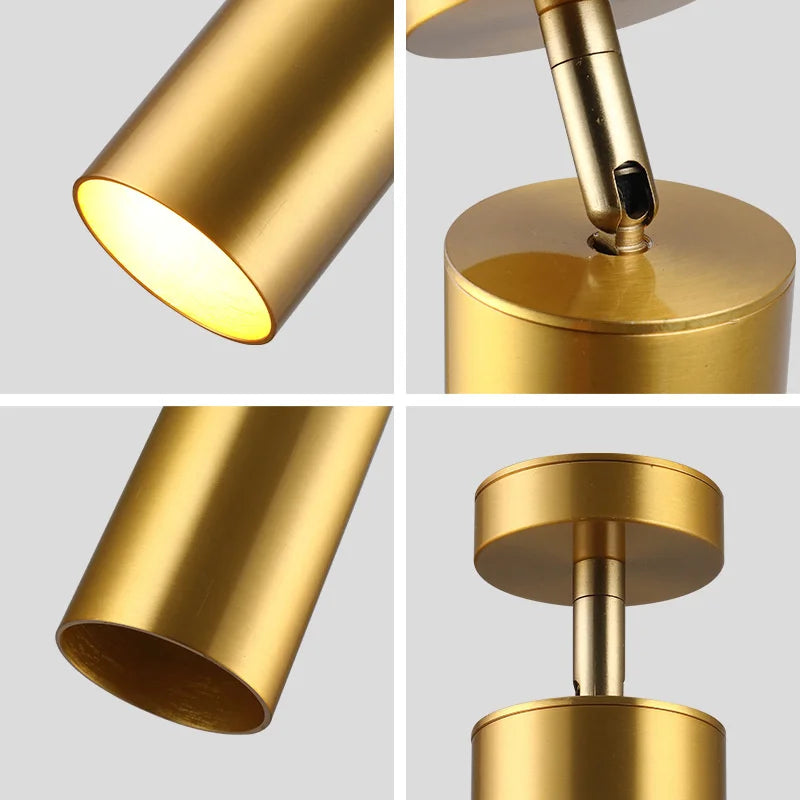 Moderne drehbare LED-Deckenleuchte aus Gold – Verstellbare Beleuchtung für Wohn- und Arbeitsbereiche | Brehn