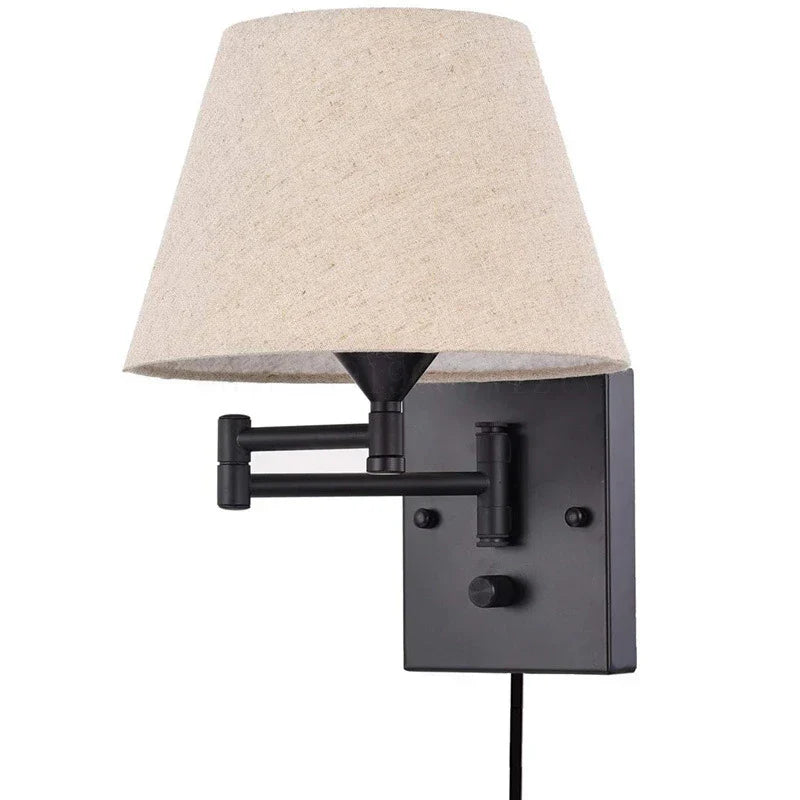 Schwenkbare Wandlampe mit Stoffschirm - Verstellbare LED-Wandlampe für Schlafzimmer & Wohnzimmer | Brehn