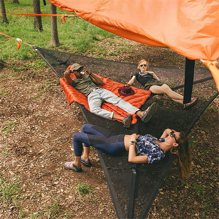 2,8 m Familien-Outdoor-Tragbares Luftzelt Mehrpersonen-Camping-Dreieckshängematte (Schwarz)