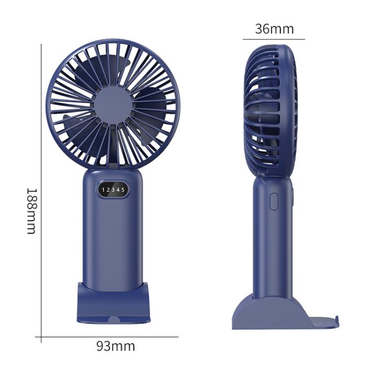 5-Gang Windgeschwindigkeits-Handheld-USB-Lade-Kleiner Ventilator Mit Tischständer (Dunkelblau) | Brehn