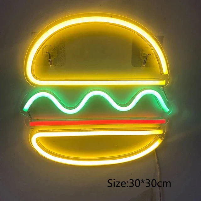 Neon Fast Food Schild – Leuchtendes Tacos Design, LED Nachtlicht für Restaurants und Küchen | Brehn