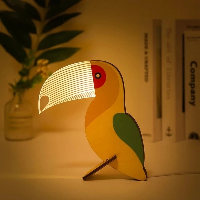 Tiere Led Nachtlicht Holz Acryl Tisch Usb Lichter