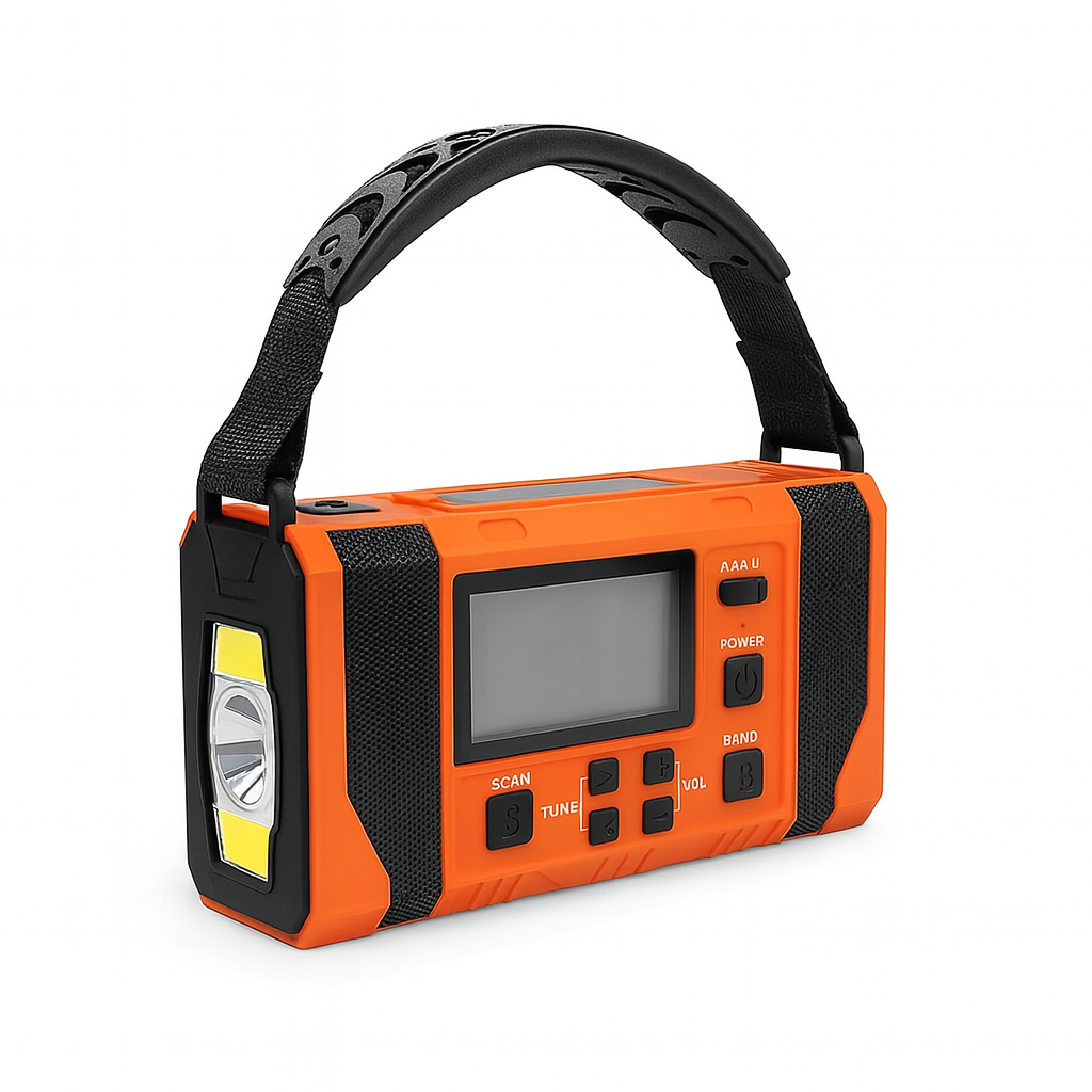 Ultra Emergency Radio – Tragbarer Notfallradio mit 10.000 mAh, Taschenlampe, Leseleuchte und Solarpanel | Brehn