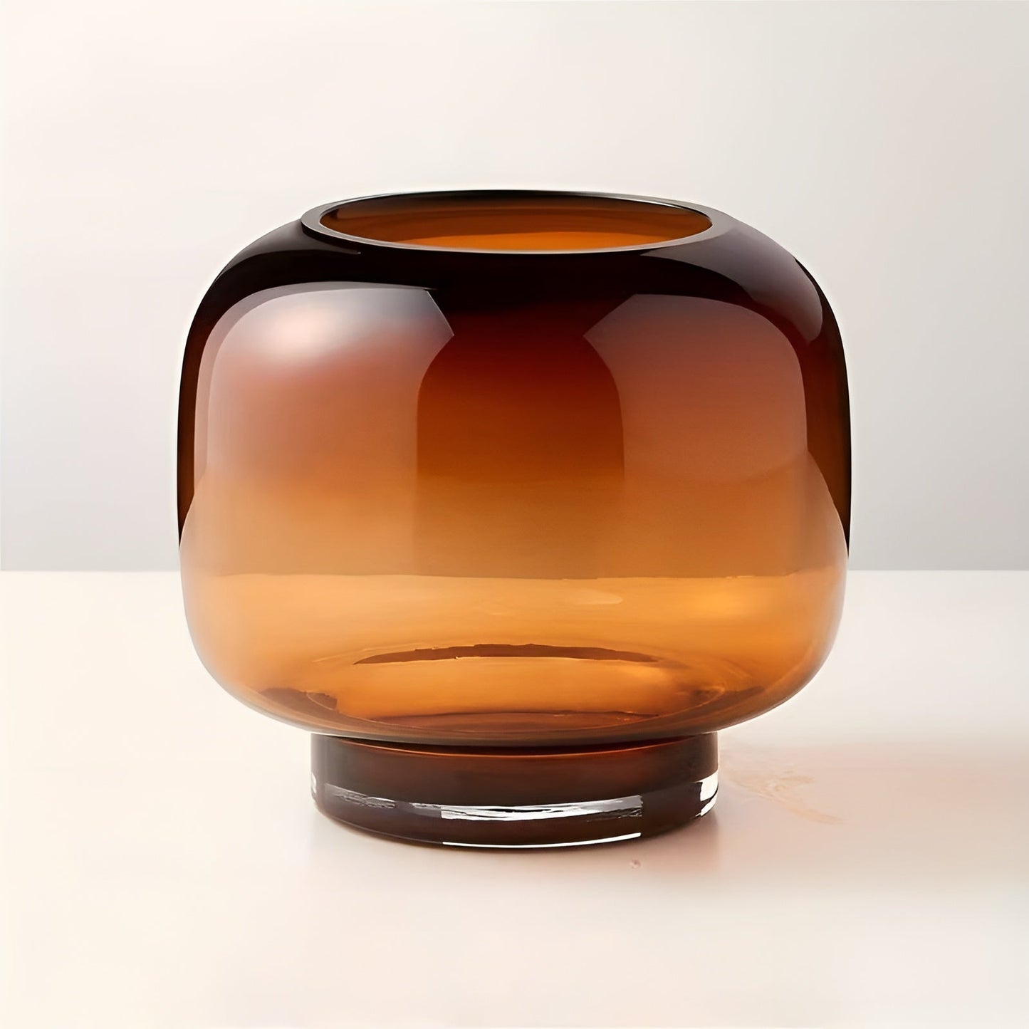 Handvase aus Glas von Brehnown – minimalistisch und dekorativ | Transparenter Innenraum für Blumen, Hydrokultur und moderne Pflanzen in Bernstein